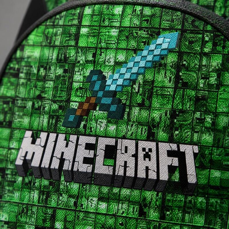 Mochila Minecraft Creeper, vista trasera con tirantes acolchados