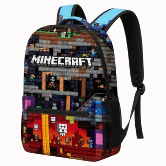 Mochila Minecraft con diseño del Nether, vista frontal