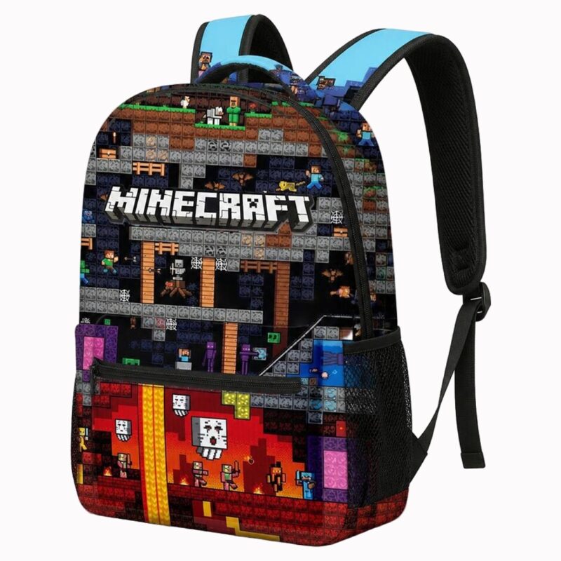 Mochila Minecraft con diseño del Nether, vista frontal