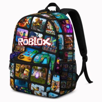 Mochila Roblox con estampado oscuro, vista frontal