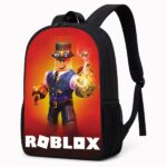 Mochila Roblox con personaje steampunk al estilo mago, vista frontal