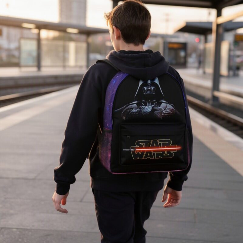 Mochila Star Wars con cielo estrellado, vista trasera con tirantes