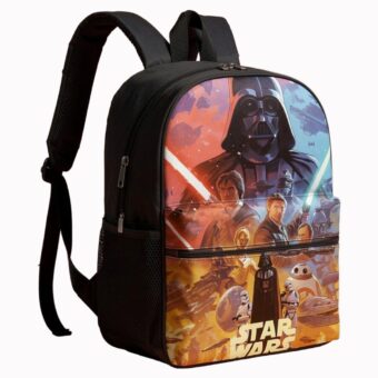 Mochila Star Wars con varios personajes, vista frontal