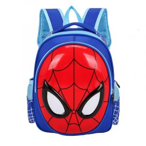 3D Spiderman máscara mochila azul y rojo con fondo blanco