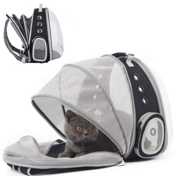 Perro Halinfer Mochila expandible Cápsula espacial para gatos Transportín transparente para perros pequeños