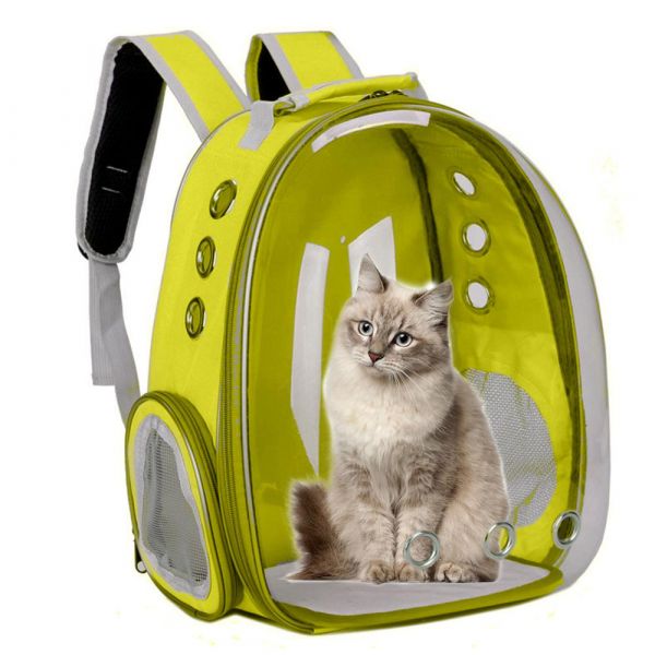 Mochila transparente para mascotas pequeñas - Amarillo - Perro Gato