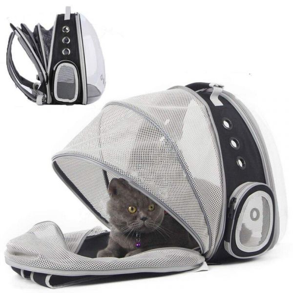 Perro Halinfer Mochila expandible Cápsula espacial para gatos Transportín transparente para perros pequeños