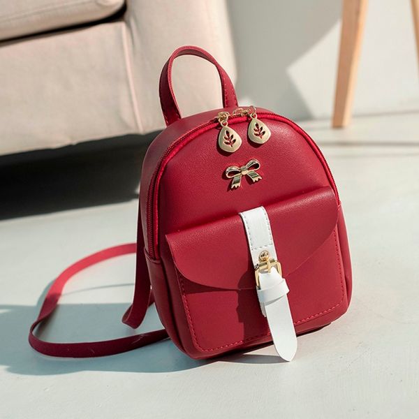 Mini mochila de cuero con joyas doradas - Rojo - Mochila Mochila escolar