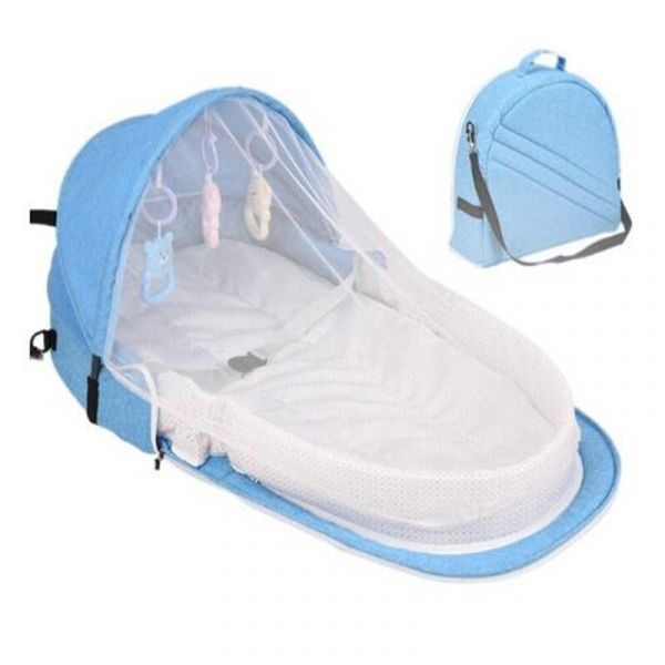 Bolsa portátil para cuna de bebé - Azul - Mosquitera