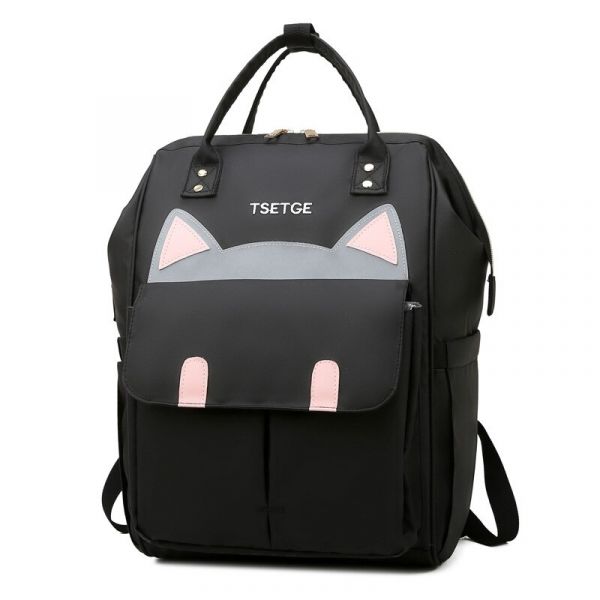 Elegante bolso para pañales con estampado de gato - Negro - Bolso para pañales