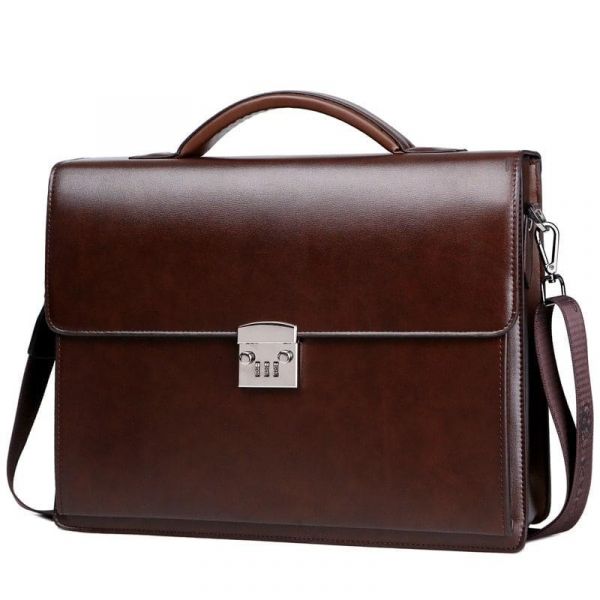 Bolso satchel clásico para hombre - Marrón - Bolso maletín