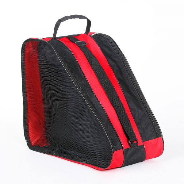 Bolsa para botas de esquí o snowboard en negro y rojo con fondo blanco