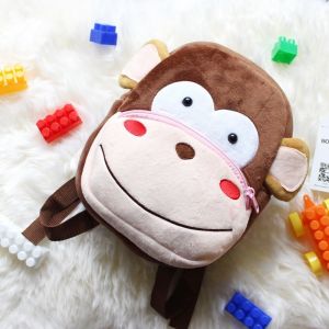Mochila para niños con mono de felpa y boca grande