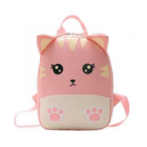 Pequeña mochila de gato rosa para niños con aspecto adorable y orejas rosas