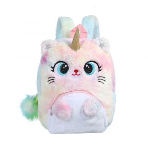 Suave mochila de unicornio para niños con fondo blanco