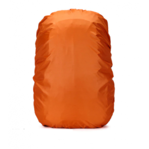 Funda impermeable para mochila de 20 a 80l naranja con fondo blanco