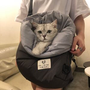 Cómoda mochila de viaje negra y gris para gatos