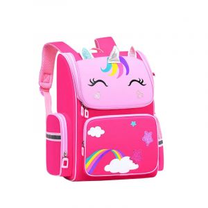 Mochila unicornio con estrellas y arco iris para niñas rosa en varios colores de moda