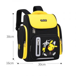Mochila escolar reflectante Pokémon Go Pikachu para niños en amarillo y negro con fondo blanco